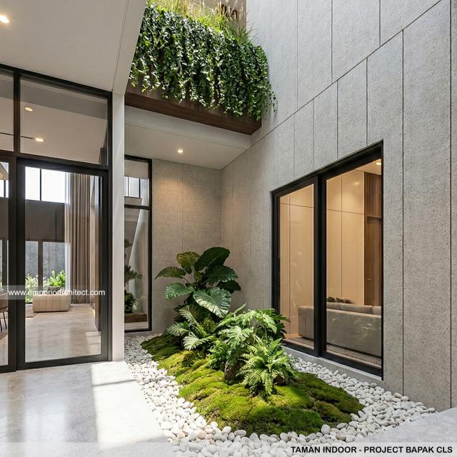 Desain Taman Indoor Rumah Modern 3 Lantai Bapak CLS di Gading Serpong, Tangerang