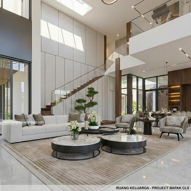 Desain Ruang Keluarga Rumah Modern 3 Lantai Bapak CLS di Gading Serpong, Tangerang