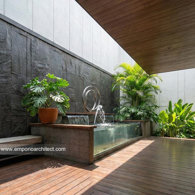 Desain Tampak Detail Belakang Rumah Modern 3 Lantai Bapak CLS di Gading Serpong, Tangerang