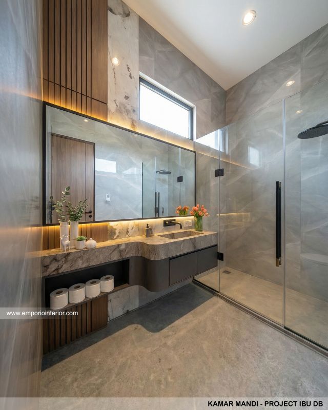Desain Kamar Mandi Rumah Modern 3 Lantai Ibu DB di Samarinda