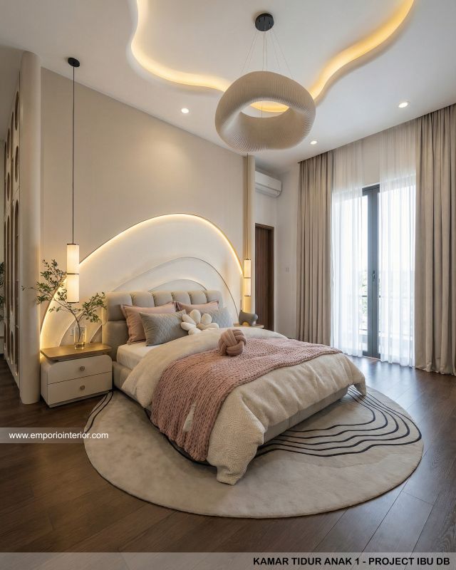 Desain Kamar Tidur Anak 1 Rumah Modern 3 Lantai Ibu DB di Samarinda