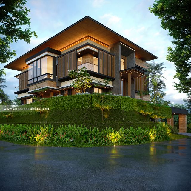 Desain Tampak Hook Rumah Modern 3 Lantai Ibu DB di Samarinda
