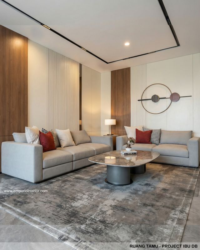 Desain Ruang Tamu Rumah Modern 3 Lantai Ibu DB di Samarinda