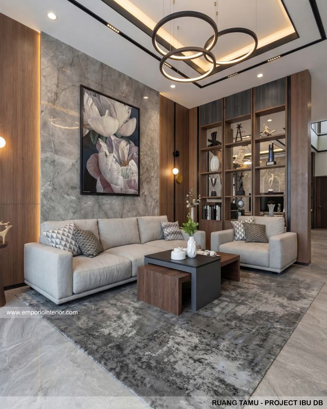 Desain Ruang Tamu Rumah Modern 3 Lantai Ibu DB di Samarinda
