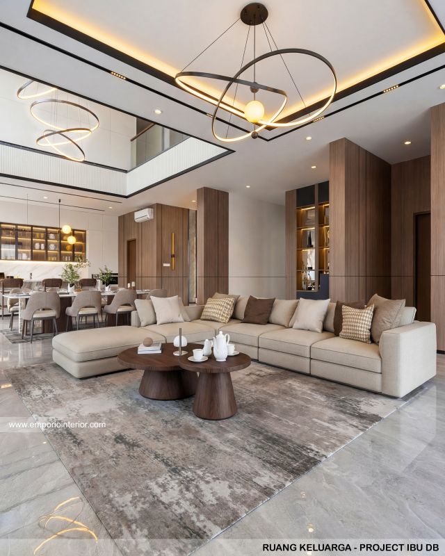 Desain Ruang Keluarga Rumah Modern 3 Lantai Ibu DB di Samarinda