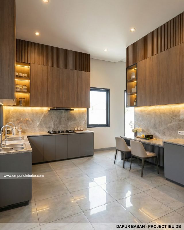 Desain Dapur Basah Rumah Modern 3 Lantai Ibu DB di Samarinda