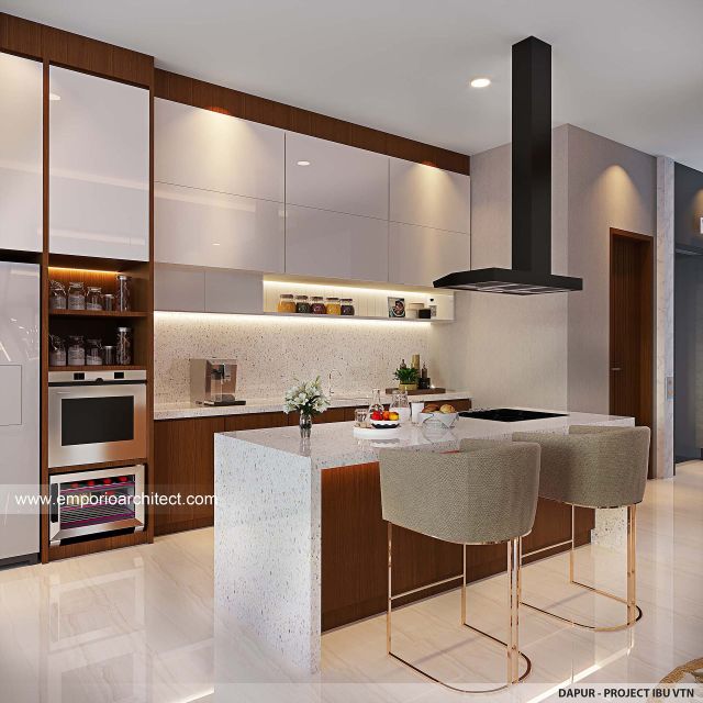 Desain Dapur Rumah Modern 3 Lantai Ibu VTN di Jakarta Barat