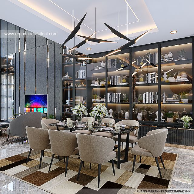 Desain Ruang Makan Rumah Modern 3 Lantai Bapak YHN di Canggu, Badung, Bali