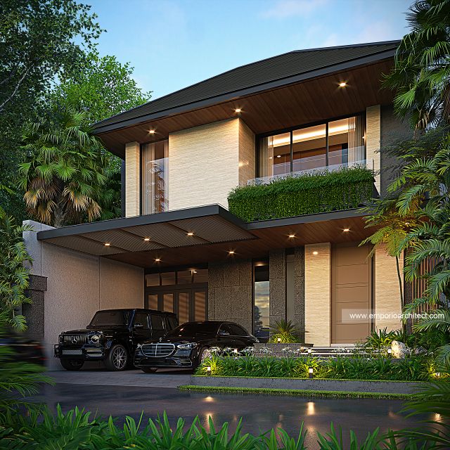 Desain Tampak Depan Rumah Modern 3 Lantai Bapak EC di Jakarta