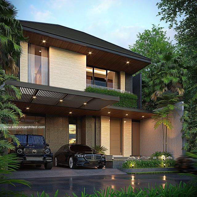 Desain Tampak Depan 2 Rumah Modern 3 Lantai Bapak EC di Jakarta