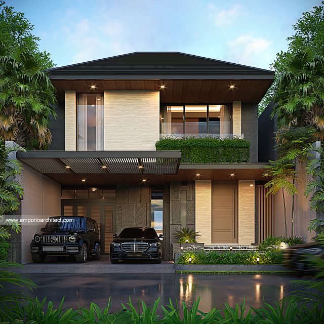 Desain Tampak Depan 3 Rumah Modern 3 Lantai Bapak EC di Jakarta