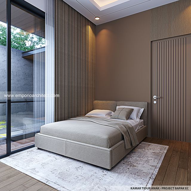 Desain Kamar Tidur Anak Rumah Modern 3 Lantai Bapak EC di Jakarta