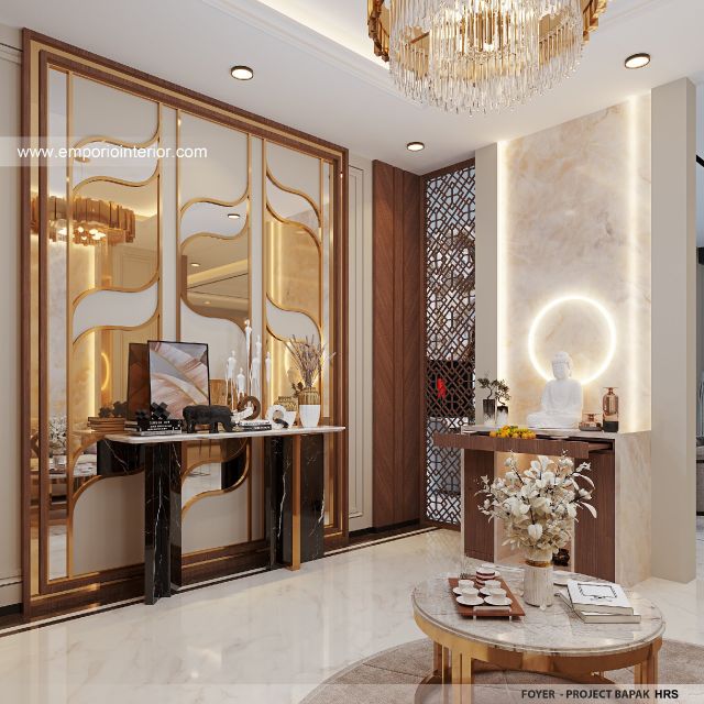 Desain Foyer Rumah Modern 3 Lantai Bapak HRS di Medan