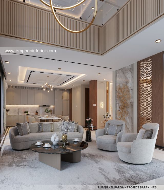 Desain Ruang Keluarga Rumah Modern 3 Lantai Bapak HRS di Medan