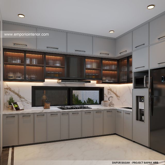 Desain Dapur Basah Rumah Modern 3 Lantai Bapak HRS di Medan