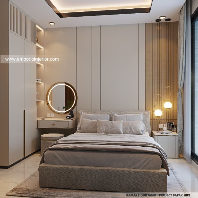 Desain Kamar Tidur Tamu Rumah Modern 3 Lantai Bapak HRS di Medan