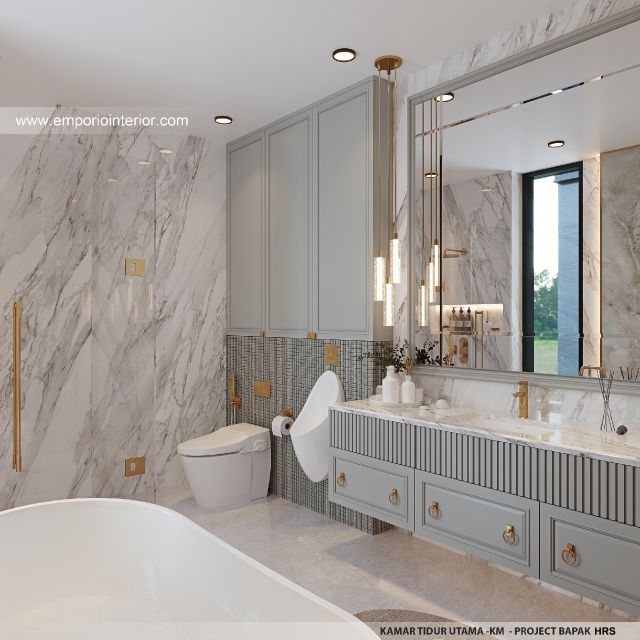 Desain Kamar Mandi Utama Rumah Modern 3 Lantai Bapak HRS di Medan