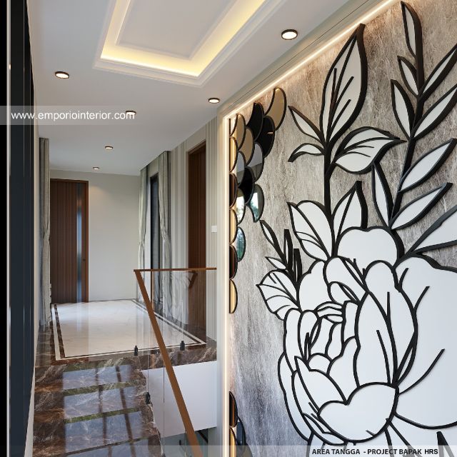 Desain Area Tangga Rumah Modern 3 Lantai Bapak HRS di Medan