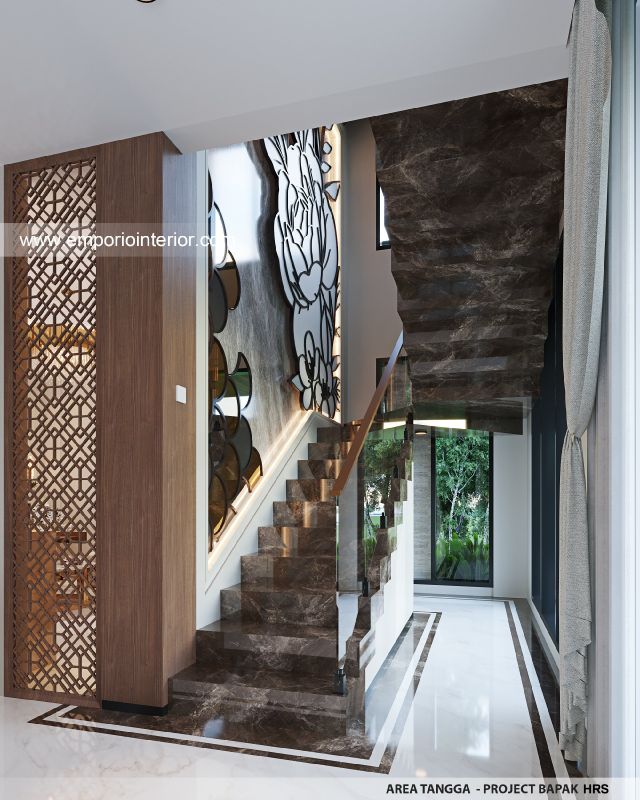 Desain Area Tangga Rumah Modern 3 Lantai Bapak HRS di Medan