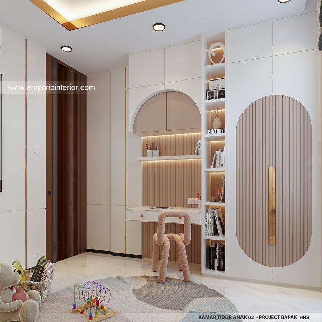 Desain Kamar Tidur Anak 2 Rumah Modern 3 Lantai Bapak HRS di Medan
