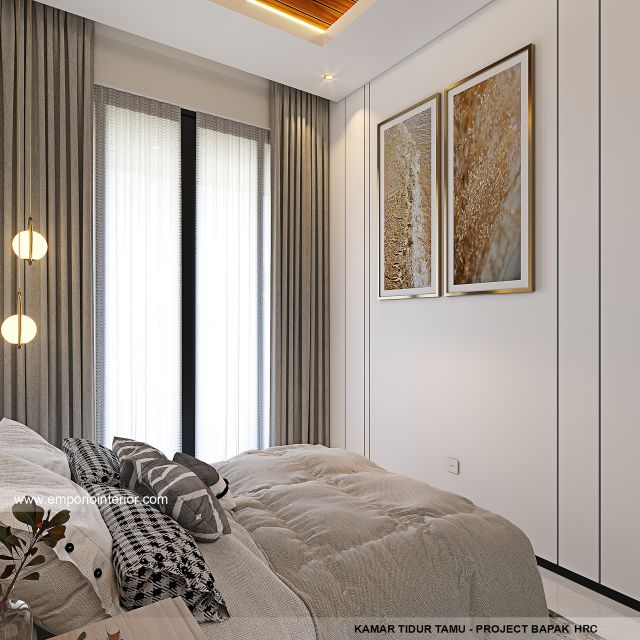 Desain Kamar Tidur Tamu Rumah Modern 3 Lantai Bapak HRC di Jakarta