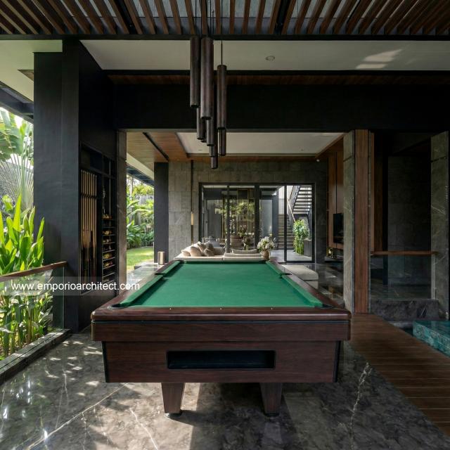 Desain Area Billyard Rumah Modern 3 Lantai Bapak EFN di Cibubur, Jakarta Timur
