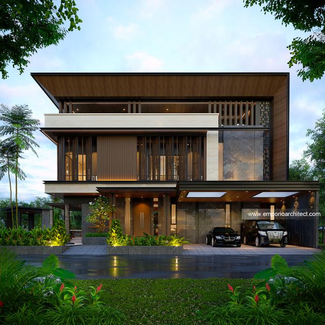 Desain Tampak Depan Rumah Modern 3 Lantai Bapak EFN di Cibubur, Jakarta Timur