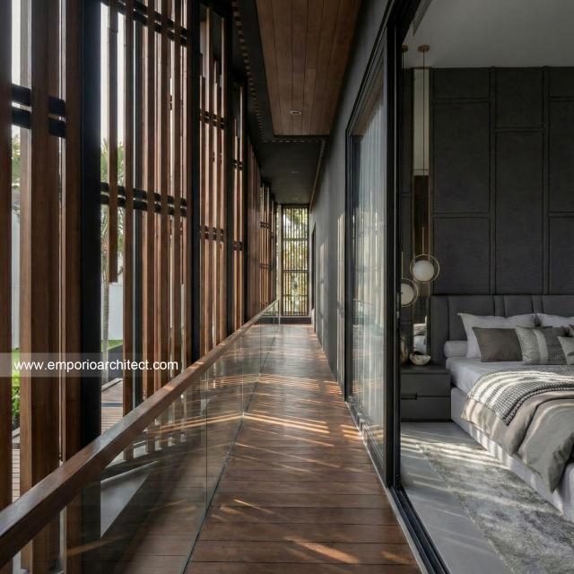 Desain Tampak Balkon Depan Rumah Modern 3 Lantai Bapak EFN di Cibubur, Jakarta Timur
