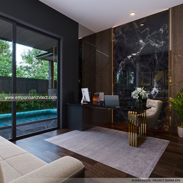 Desain Ruang Kerja Rumah Modern 3 Lantai Bapak EFN di Cibubur, Jakarta Timur