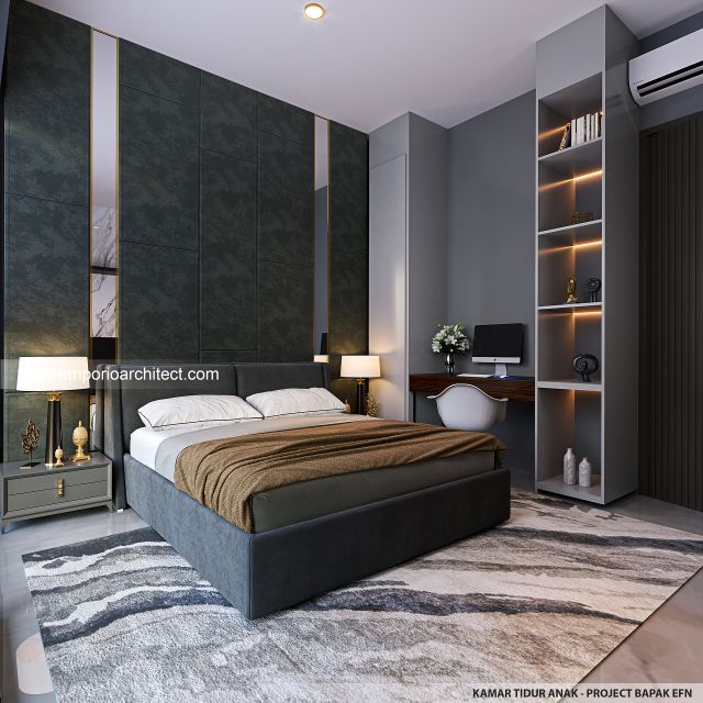 Desain Kamar Tidur Anak Rumah Modern 3 Lantai Bapak EFN di Cibubur, Jakarta Timur