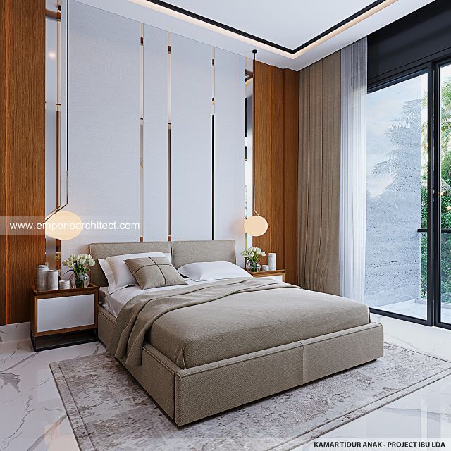Desain Kamar Tidur Anak Rumah Modern 3 Lantai Ibu LDA di Surabaya