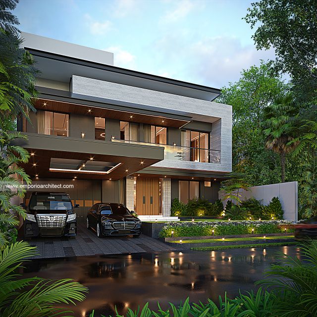 Desain Tampak Depan 3 Rumah Modern 3 Lantai Ibu LDA di Surabaya