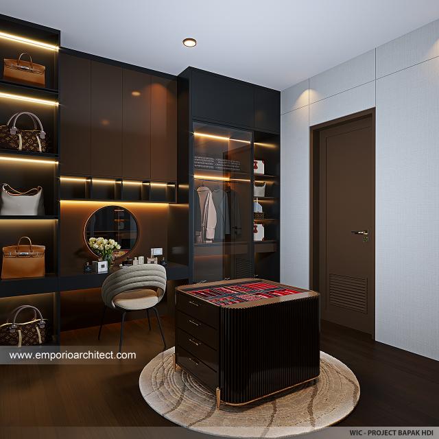 Desain Walk In Closet Rumah Modern 3 Lantai Bapak HDI di Jakarta Timur