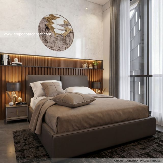 Desain Kamar Tidur Anak Rumah Modern 3 Lantai Ibu JSC di Kelapa Gading, Jakarta Utara