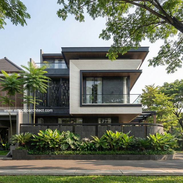 Desain Tampak Samping Rumah Modern 3 Lantai Ibu JSC di Kelapa Gading, Jakarta Utara