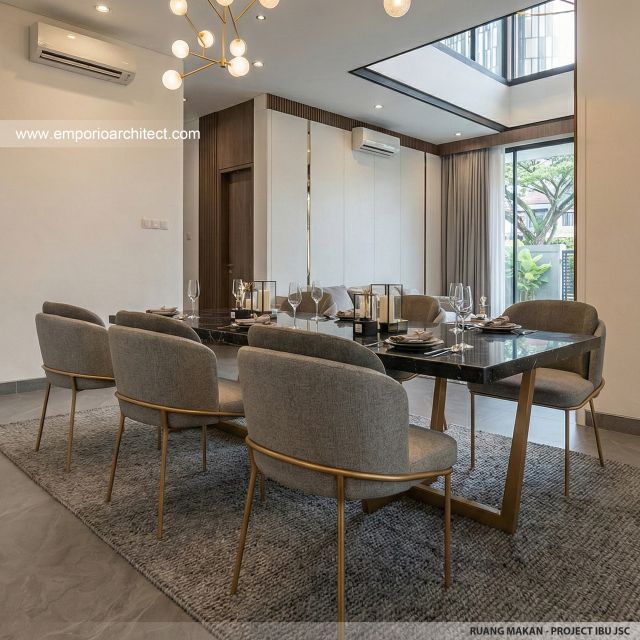Desain Ruang Makan Rumah Modern 3 Lantai Ibu JSC di Kelapa Gading, Jakarta Utara