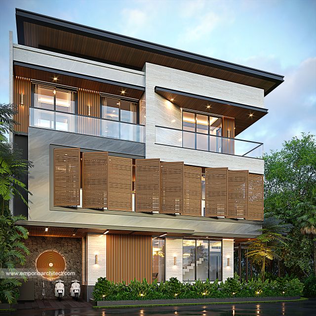 Desain Tampak Samping Rumah Modern 3 Lantai Bapak HRS II di Medan