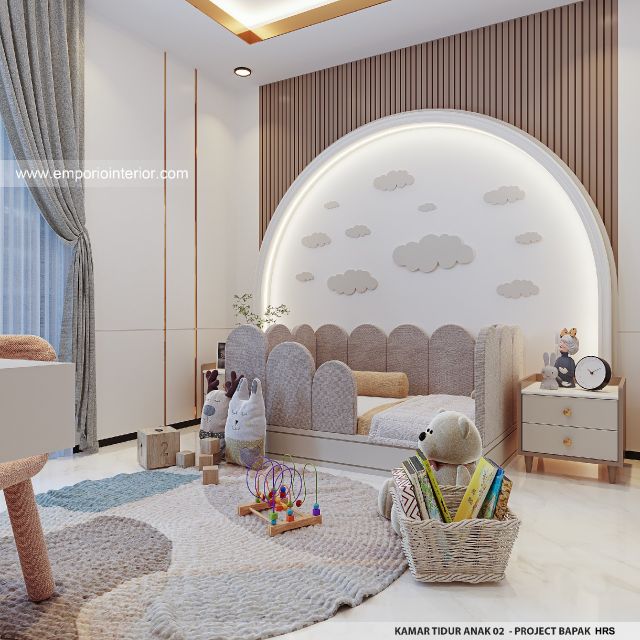 Desain Kamar Tidur Anak 2 Rumah Modern 3 Lantai Bapak HRS II di Medan