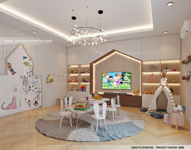Desain Ruang Bermain Anak Rumah Modern 3 Lantai Bapak HRS II di Medan