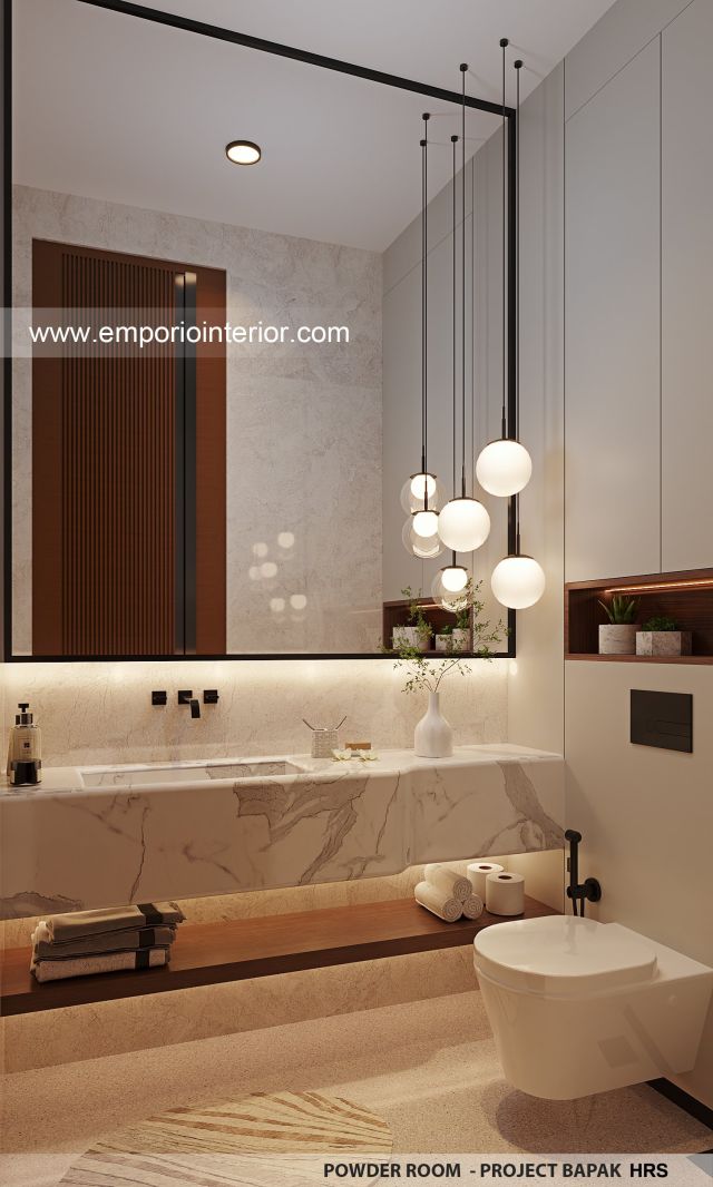 Desain Toilet Tamu Rumah Modern 3 Lantai Bapak HRS II di Medan