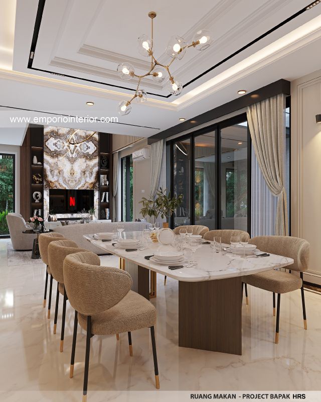Desain Ruang Makan Rumah Modern 3 Lantai Bapak HRS II di Medan