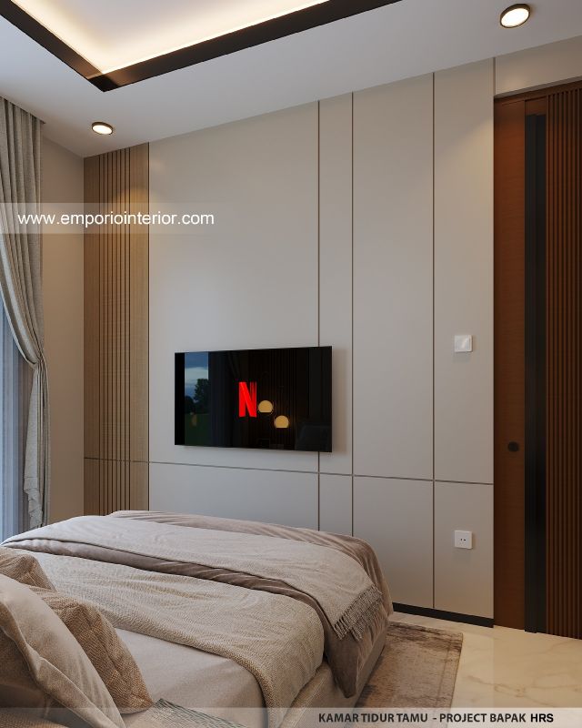 Desain Kamar Tidur Tamu Rumah Modern 3 Lantai Bapak HRS II di Medan