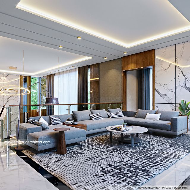 Desain Ruang Keluarga Rumah Modern 3 Lantai Bapak MBR di Sentul, Bogor