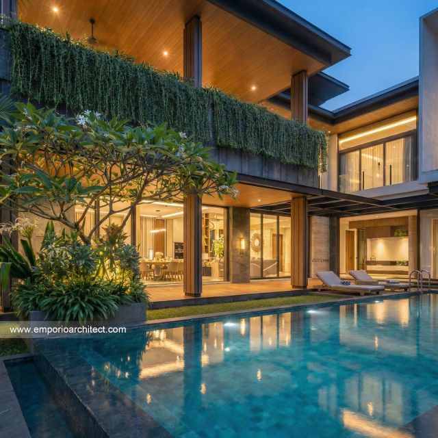 Desain Tampak Belakang Rumah Modern 3 Lantai Ibu DN di Semarang
