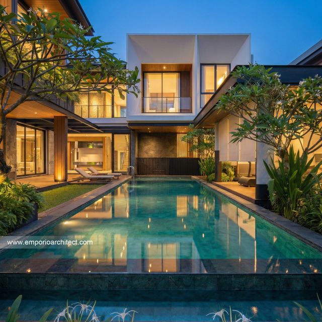 Desain Tampak Belakang 2 Rumah Modern 3 Lantai Ibu DN di Semarang