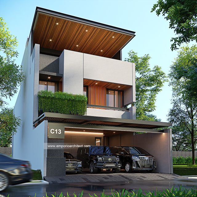 Desain Tampak Depan 3 Rumah Modern 3 Lantai Bapak ISD di Kemang, Jakarta Selatan