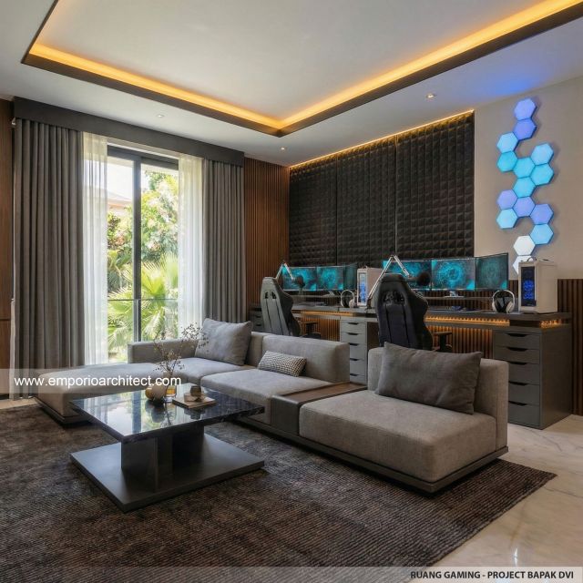 Desain Ruang Gaming Rumah Modern 3 Lantai Bapak DVI di Tangerang