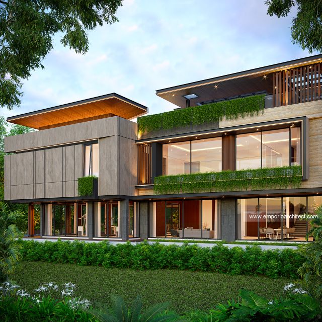 Desain Tampak Belakang Rumah Modern 3 Lantai Bapak DVI di Tangerang