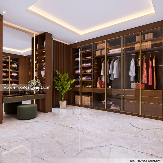 Desain Walk In Closet Rumah Modern 3 Lantai Bapak DVI di Tangerang
