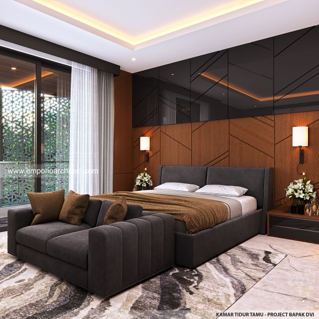 Desain Kamar Tidur Tamu Rumah Modern 3 Lantai Bapak DVI di Tangerang